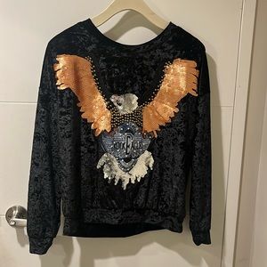 Vintage embroidered velvet Eagle top